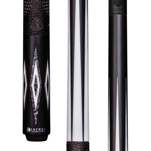 Lucasi LUXP1 Pool Cue - Midnight Black Cue with Imitation Bone & Silver Crush Inlay Points