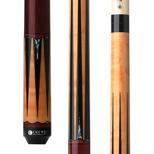 Lucasi Hybrid Gold Stained Birds-Eye/Black & Maple Ring Wrapless Pool Cue